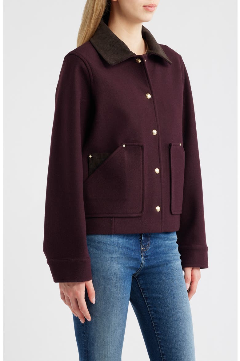 Corduroy Trim Jacket, Alternate, color, BURGUNDY