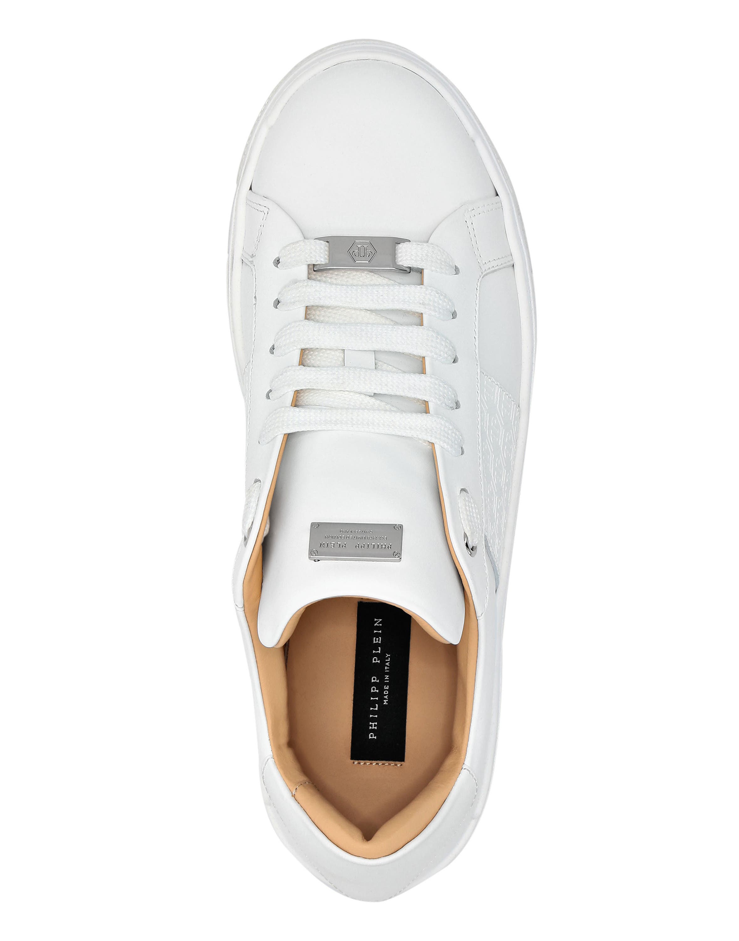 Leather Lo-Top Sneakers Monogram Unisex, Alternate, color, white