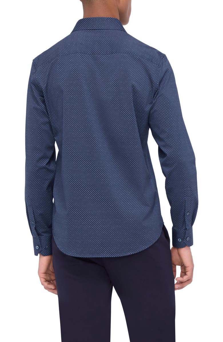 Bugatchi Jimmy OoohCotton<sup>®</sup> Geo Print Button-Up Shirt, Alternate, color, Dark Navy