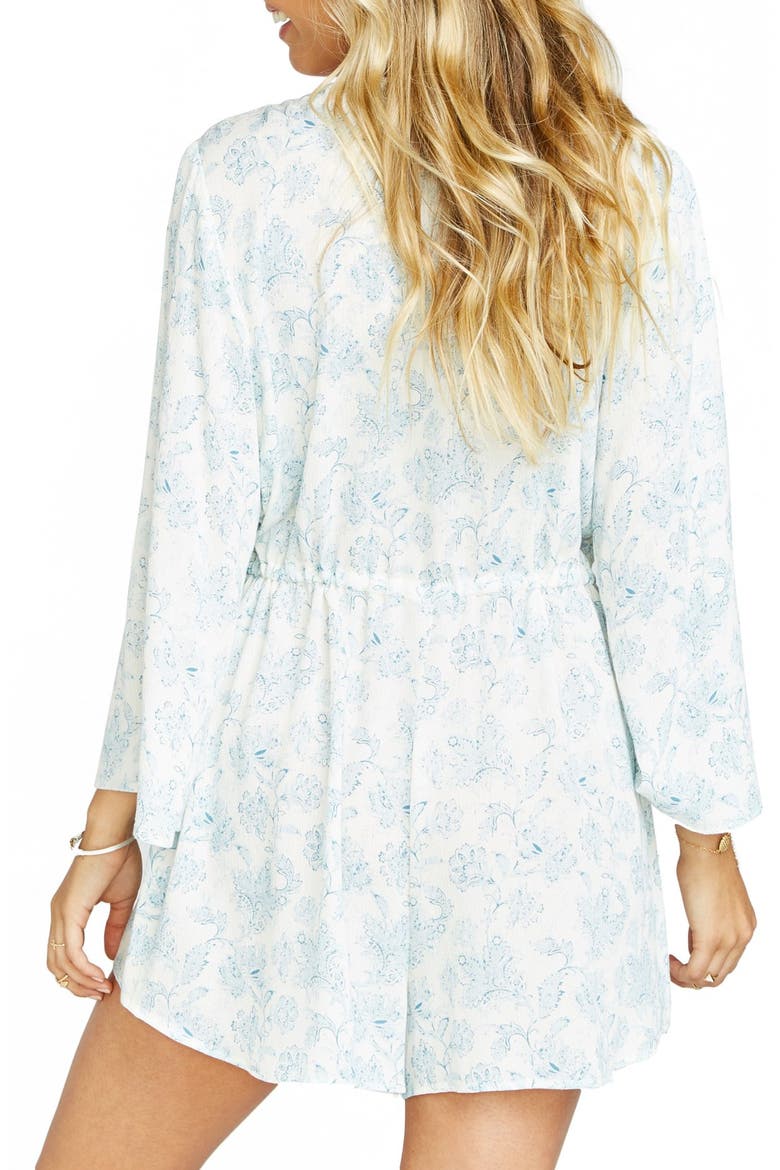 Roxy Plunging Tie Waist Romper, Alternate, color, BLUE PORT FLORA CLOUD