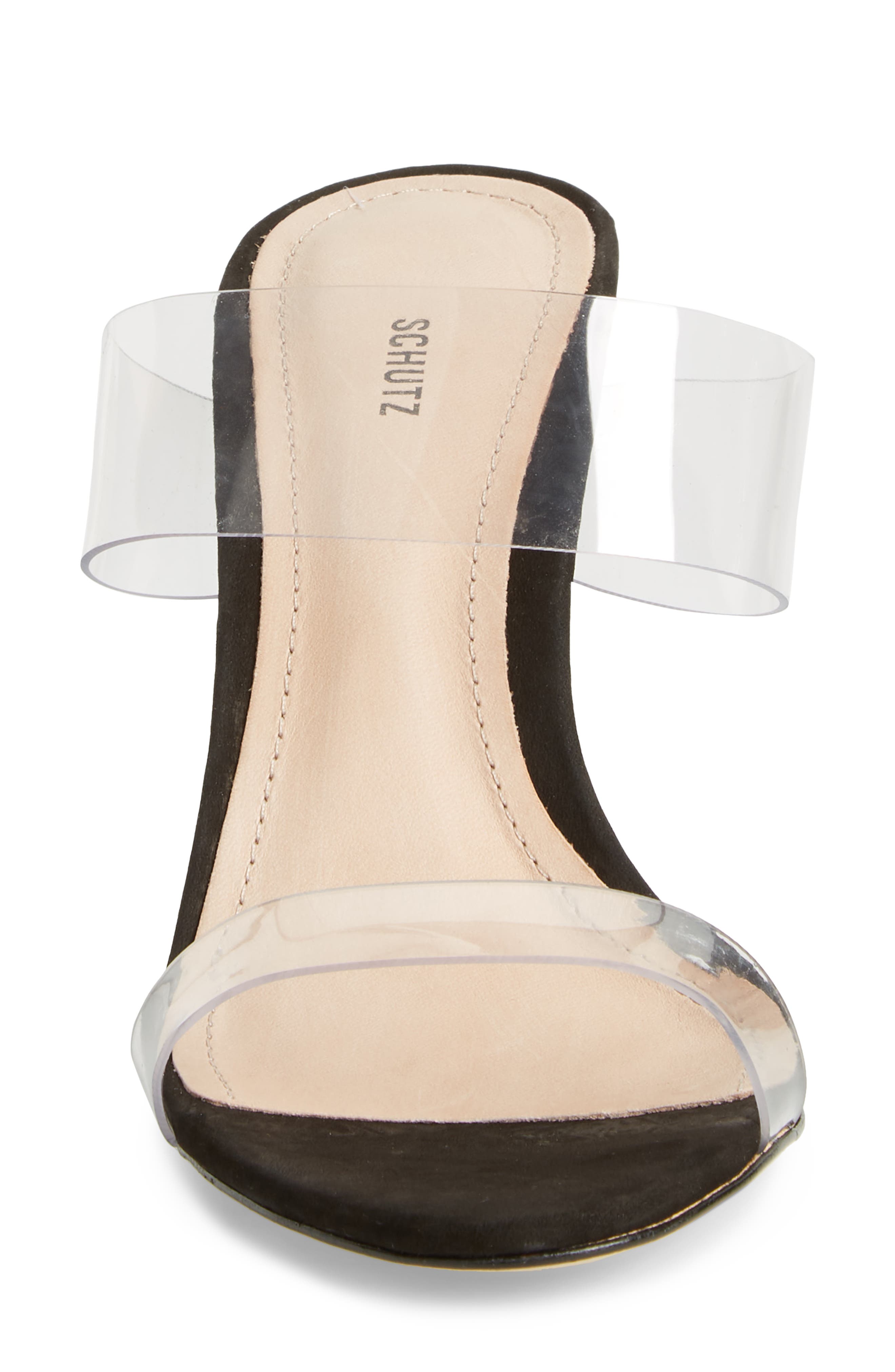 Schutz Ariella Stiletto Sandal, Alternate, color, Black/Transparent Vinyl Fabric