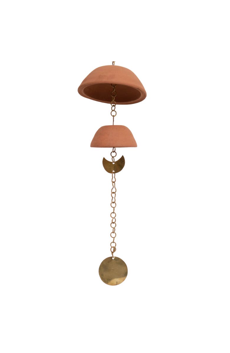 Foreside Home and Garden Moon Brass Terracotta & Metal Wall Hanging, Alternate, color, Brown