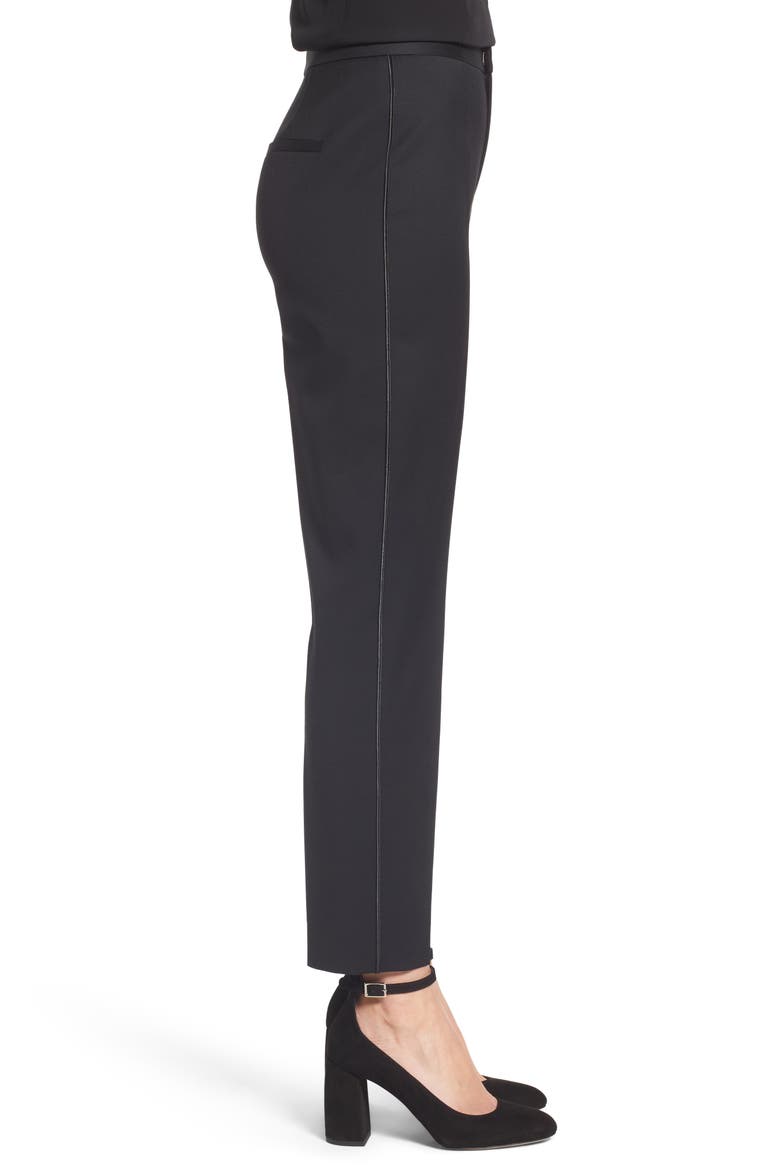 Tuxedo Detail Suit Trousers, Alternate, color, BLACK