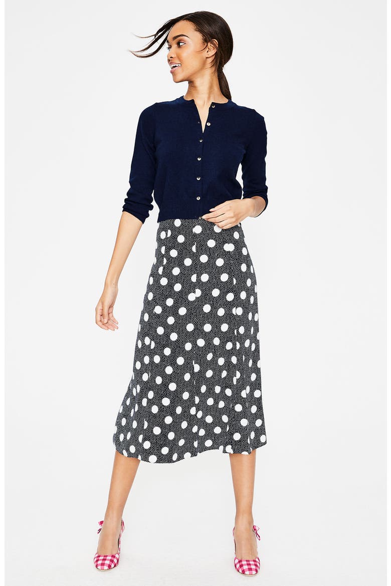 Floaty Polka Dot Midi Skirt, Alternate, color, NAVY SPOT ON SPOT