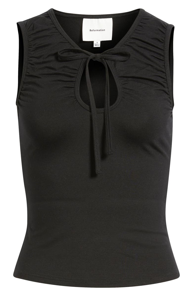 Reformation Bella Keyhole Neck Knit Top, Alternate, color, Black