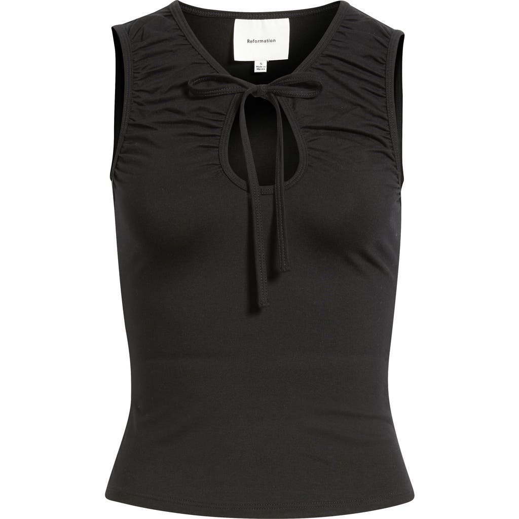 Reformation Bella Keyhole Neck Knit Top In Black