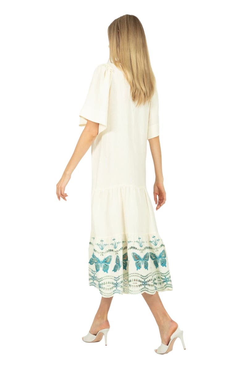 SECRET MISSION Marcella Dress, Alternate, color, Crème & Multi Blue Embroidery