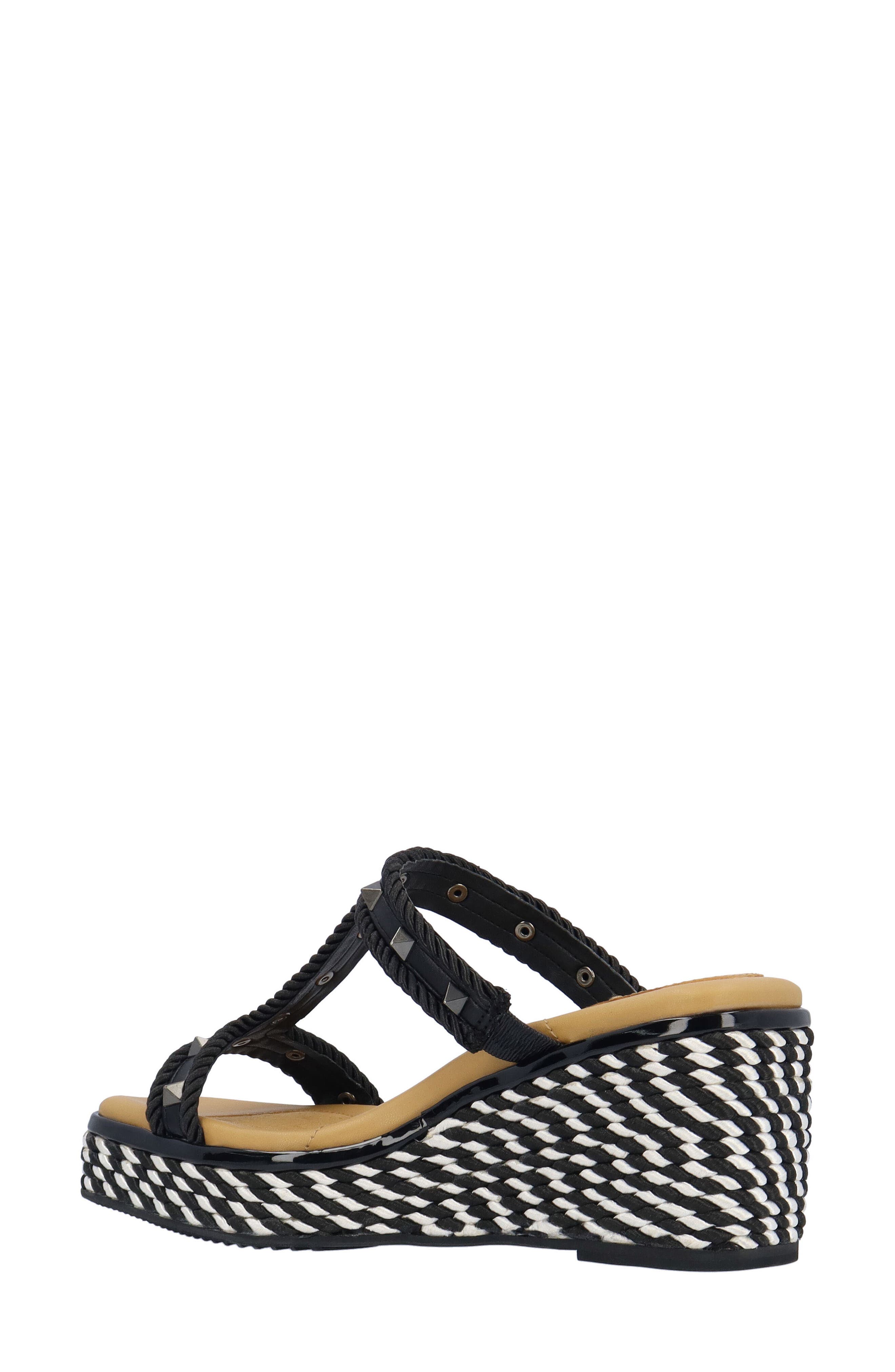 J. Reneé Tavelle Platform Wedge Sandal, Alternate, color, Black/ White