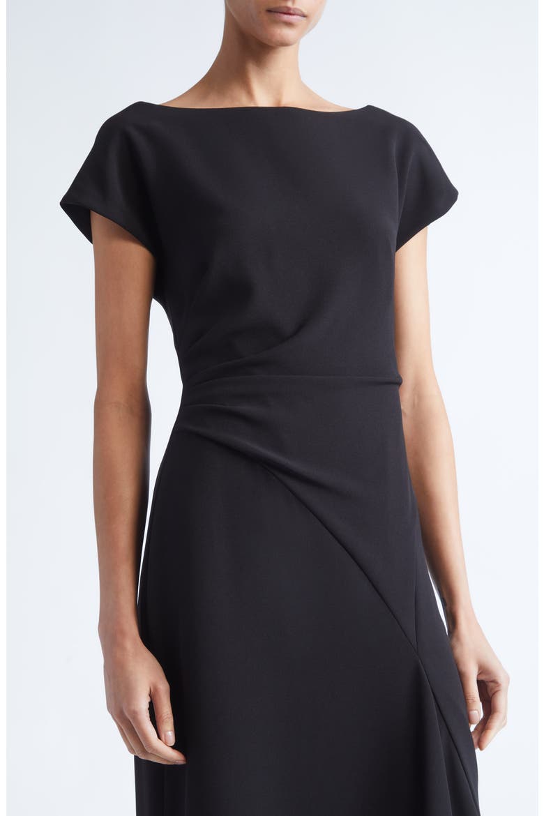 Cascade Stretch Crepe Dress, Alternate, color, BLACK