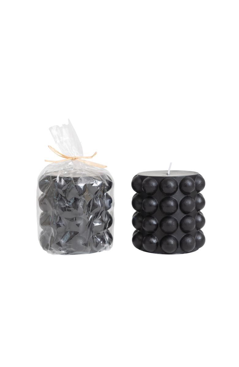 Storied Home Unscented Hobnail Pillar Candle, Black, Main, color, Black