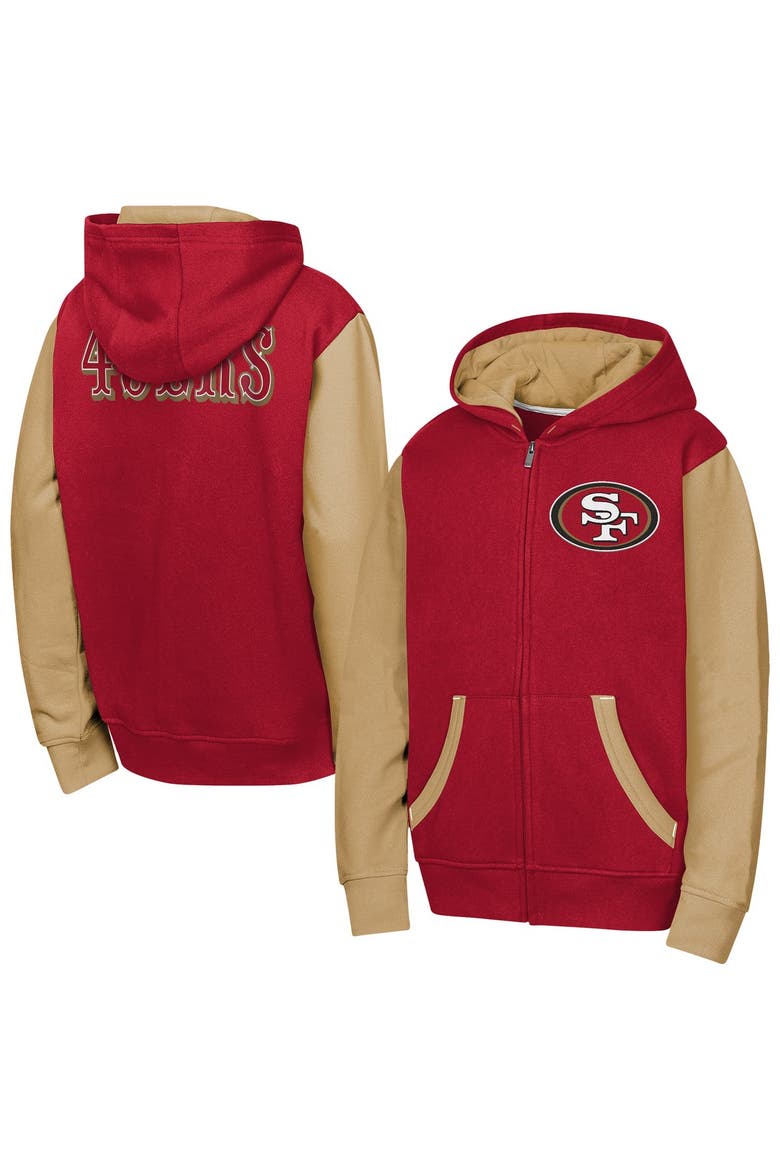 Youth Outerstuff Scarlet San Francisco 49ers Stadium Colorblock Full-Zip Hoodie, Main, color, Scarlet