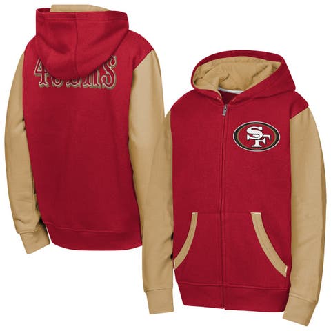 Youth Outerstuff Scarlet San Francisco 49ers Stadium Colorblock Full-Zip Hoodie