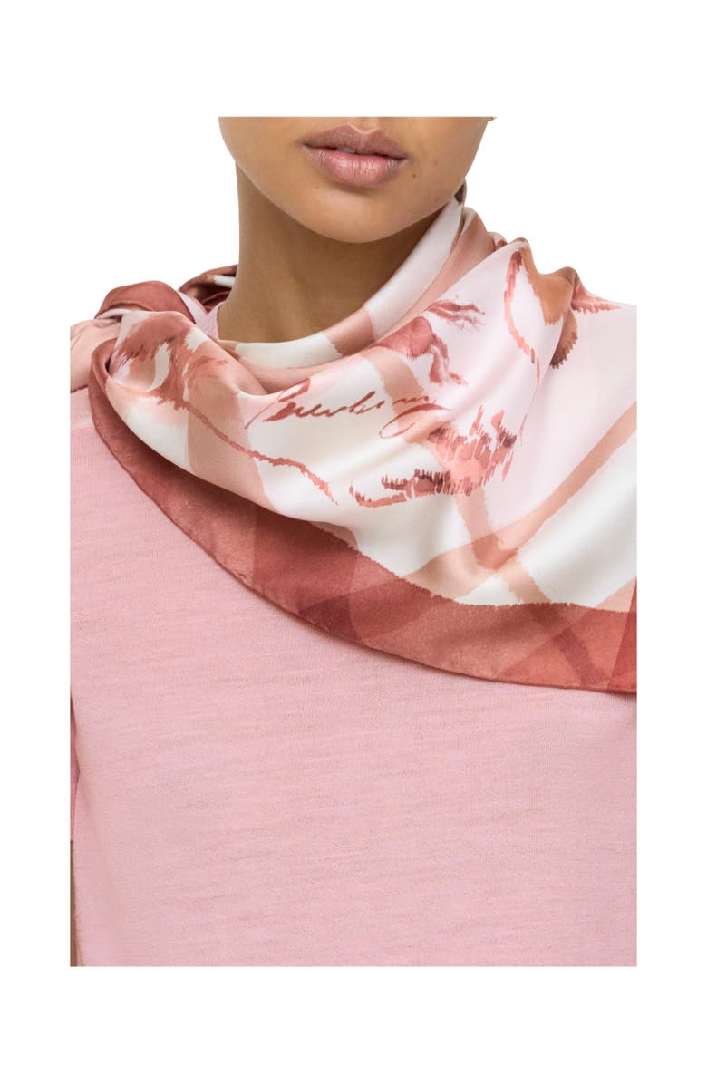 Burberry Watercolour Check Silk Scarf, Alternate, color, Quartz Pink
