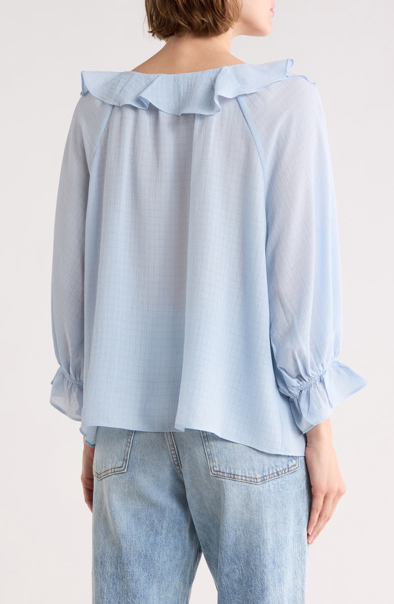 MAX STUDIO Ruffle V-Neck Top, Alternate, color, Kentucky Blue