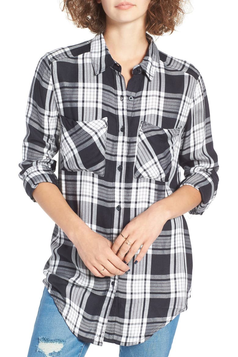 Plaid Tunic Shirt, Main, color, BLACK JEN PLAID