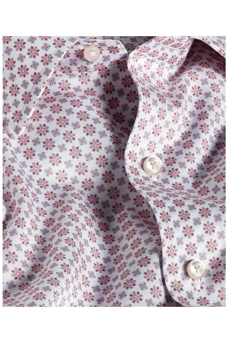 Neat Print Sport Shirt, Alternate, color, WHITE/ CORAL