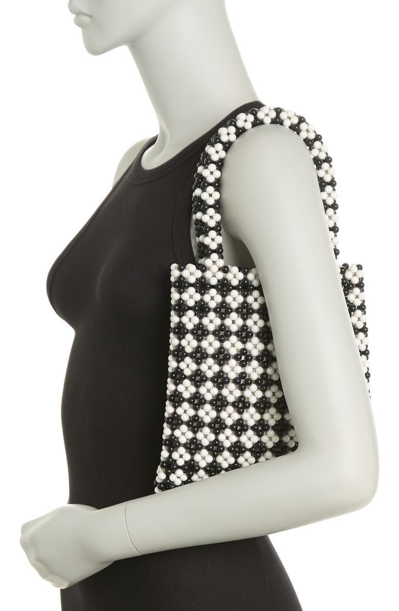 Lulu Gingham Beaded Tote Bag, Alternate, color,