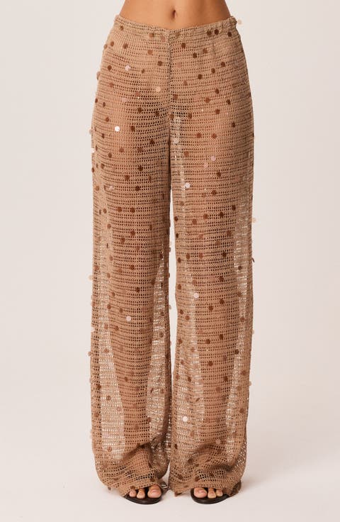 Kelyse Sequin Wide Leg Open Knit Pants