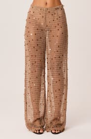SNDYS Kelyse Sequin Wide Leg Open Knit Pants