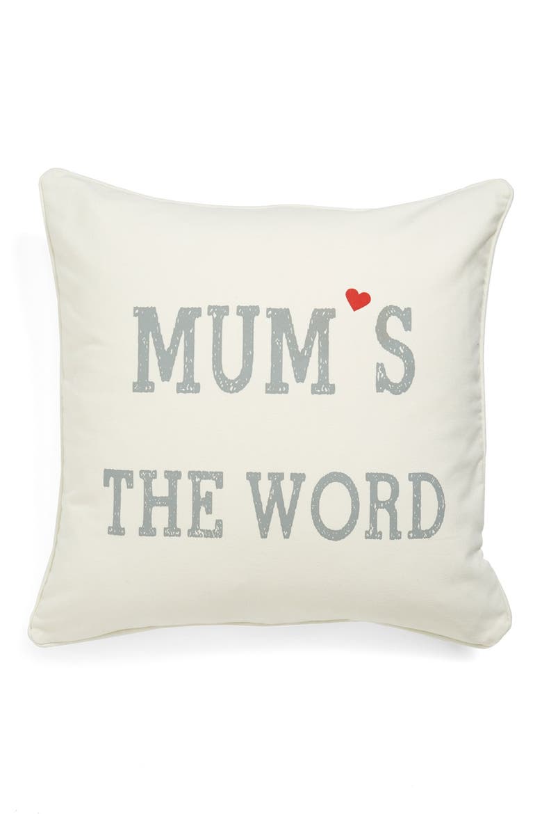 'Mum's the Word' Pillow, Main, color, CREAM