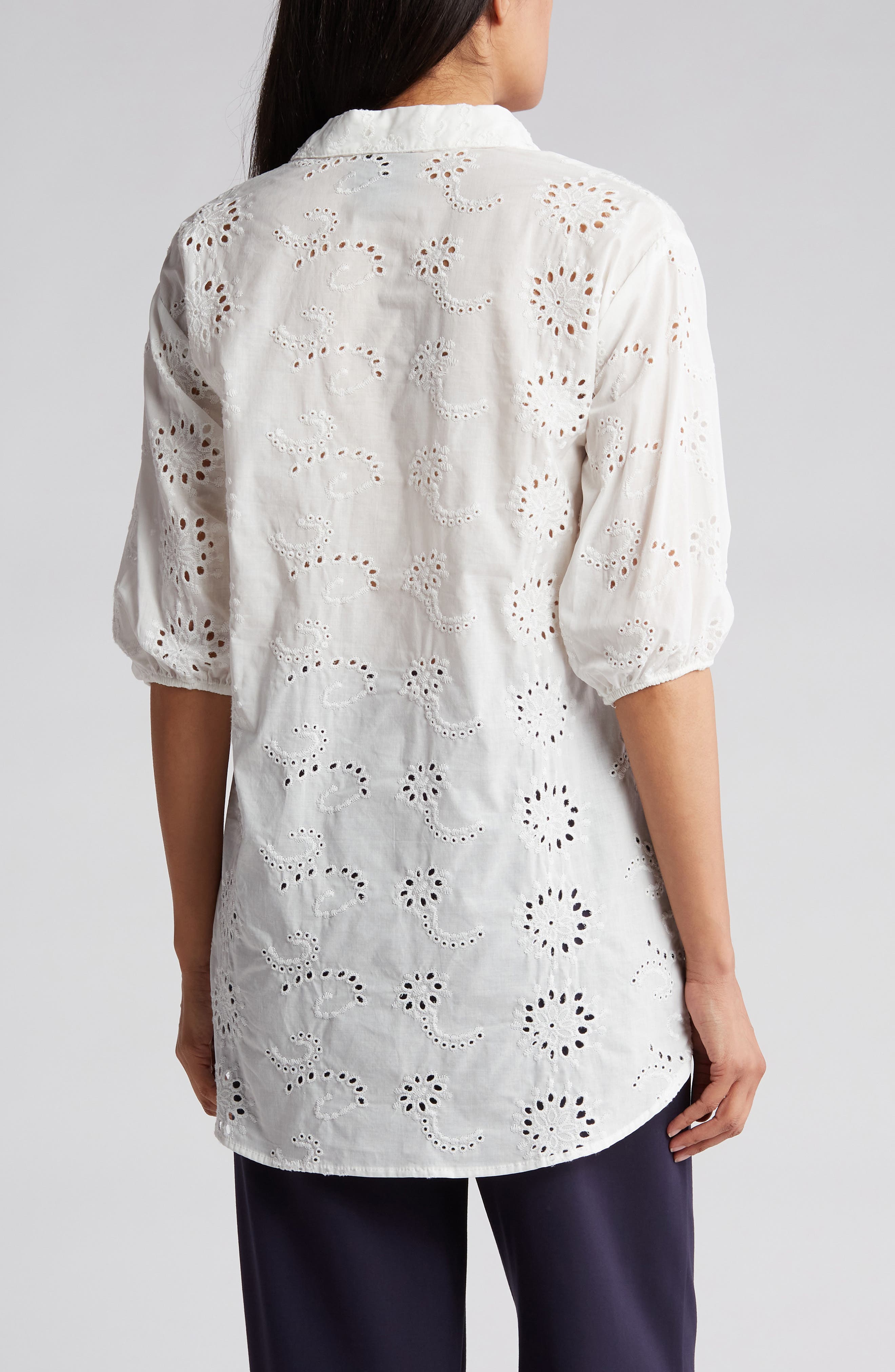 Cotton Eyelet Button-Up Shirt - image 2