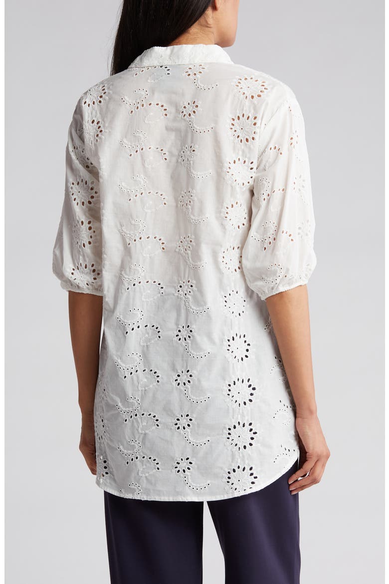 Cotton Eyelet Button-Up Shirt, Alternate, color, WHITE