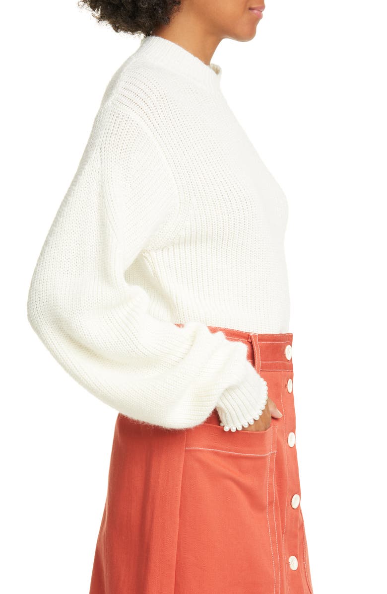 Sea Imitation Pearl Cuff Wool Blend Sweater, Alternate, color, 
