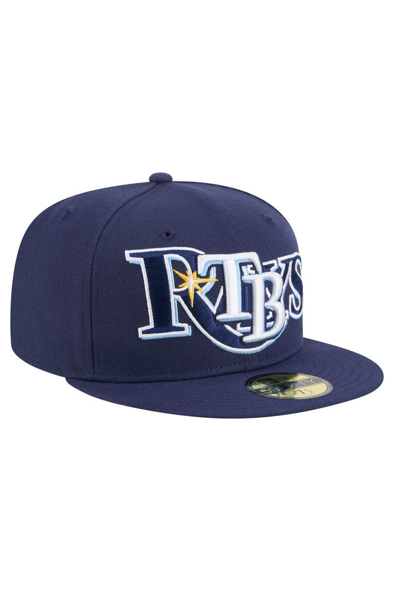 Men's New Era Navy Tampa Bay Rays Overlap 59FIFTY Fitted Hat, Alternate, color, Navy
