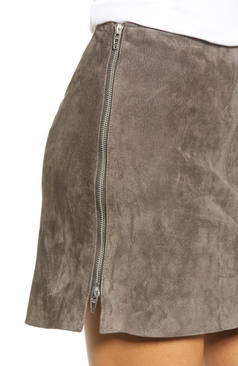 BLANKNYC Side Zip Suede Miniskirt, Alternate, color,