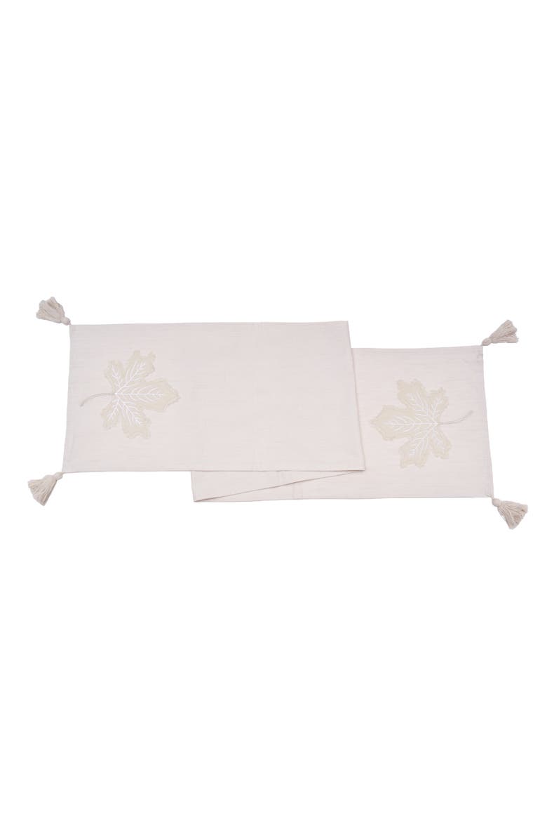 Neutral Maple Leaves Table Runner, 14" x 72", Main, color, White
