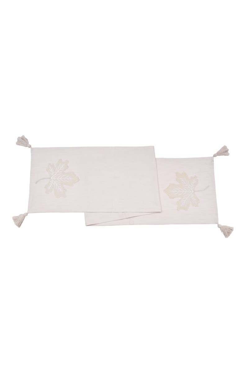 C&F Home Neutral Maple Leaves Table Runner 14" x 72", Main, color, White