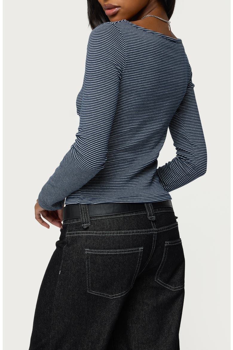 Loria Stripe Long Sleeve Cotton Boat Neck Top, Alternate, color, NAVY-AND-WHITE