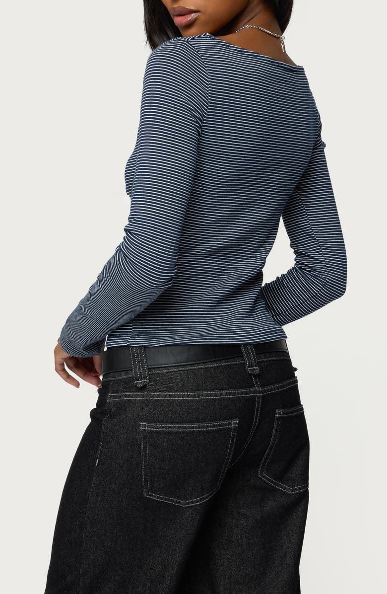 EDIKTED Loria Stripe Long Sleeve Cotton Boat Neck Top, Alternate, color, 