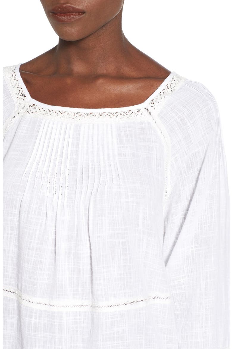 Cotton Peasant Top, Alternate, color, WHITE