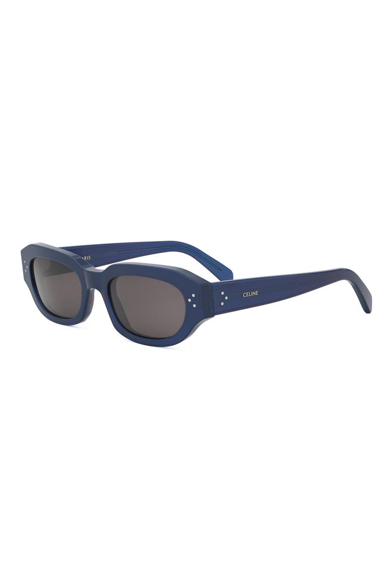 Bold 3 Dots 54mm Geometric Sunglasses, Alternate, color, SHINY BLUE / SMOKE