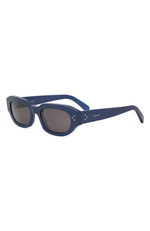 Celine Bold 3 Dots 54mm Geometric Sunglasses In Shiny Blue/smoke