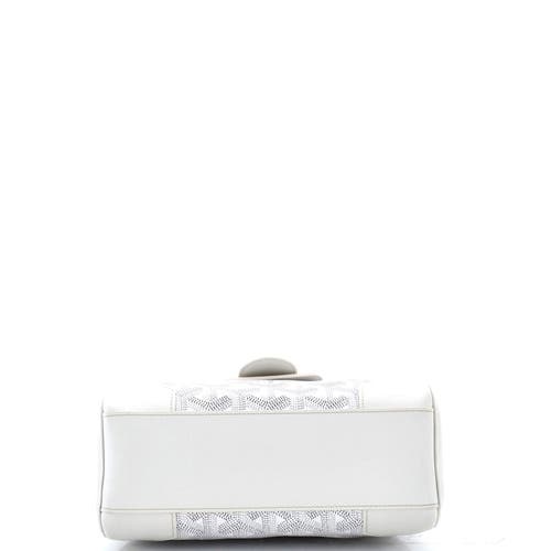 Pre-owned Goyard  Goyard Saigon Top Handle Bag Coated Canvas With Leather Mini In White