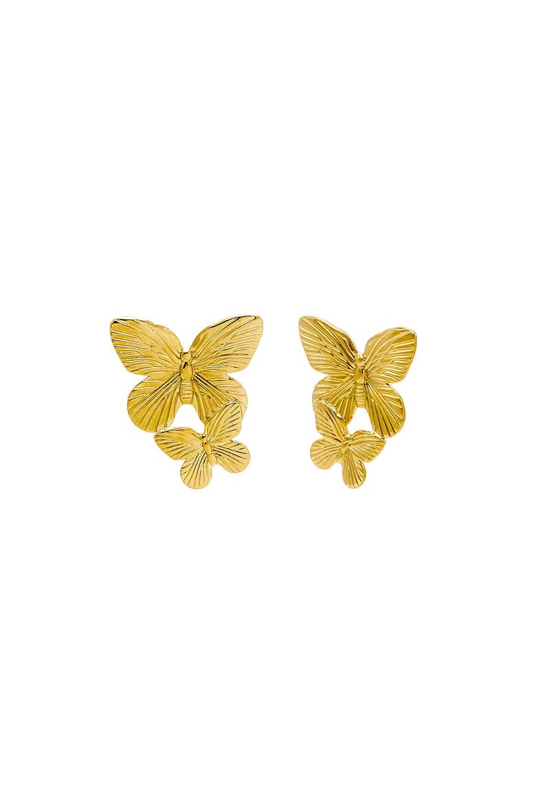 Double Graduated Butterfly Statement Stud Earring, Main, color, Gold