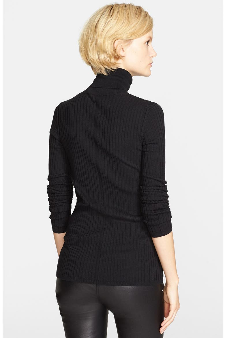 'Skinny Rib' Turtleneck, Alternate, color, BLACK