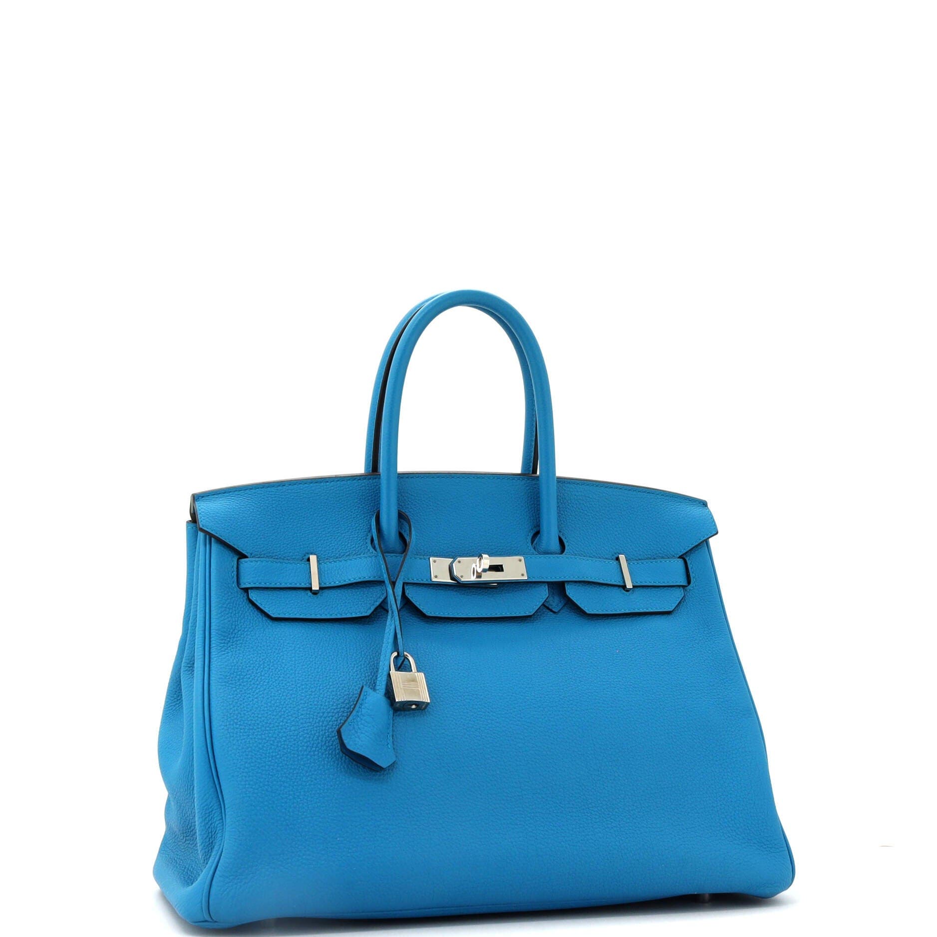Pre-Owned Hermes Birkin Handbag Blue Togo with Palladium Hardware 35, Alternate, color, Bleu Zanzibar