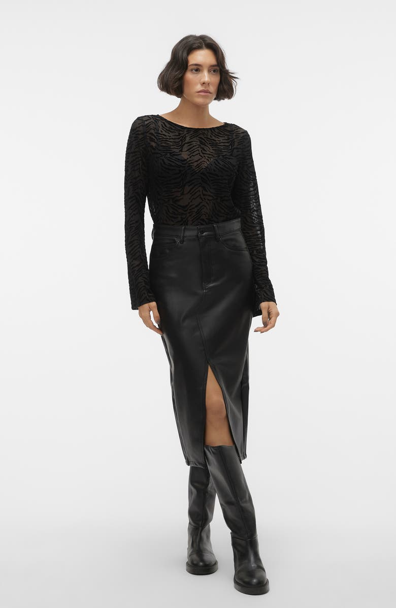 VERO MODA Veri High Waist Faux Leather Skirt, Alternate, color, Black