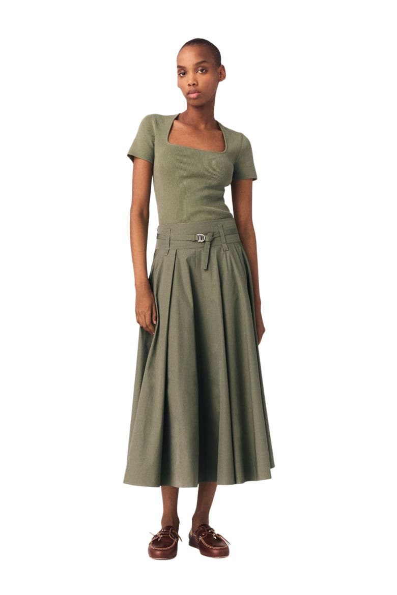 Square-neck ribbed sweater, Alternate, color, Khaki