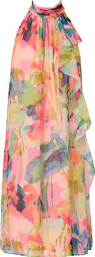 Adrianna Papell Floral Print Sleeveless Shift Dress