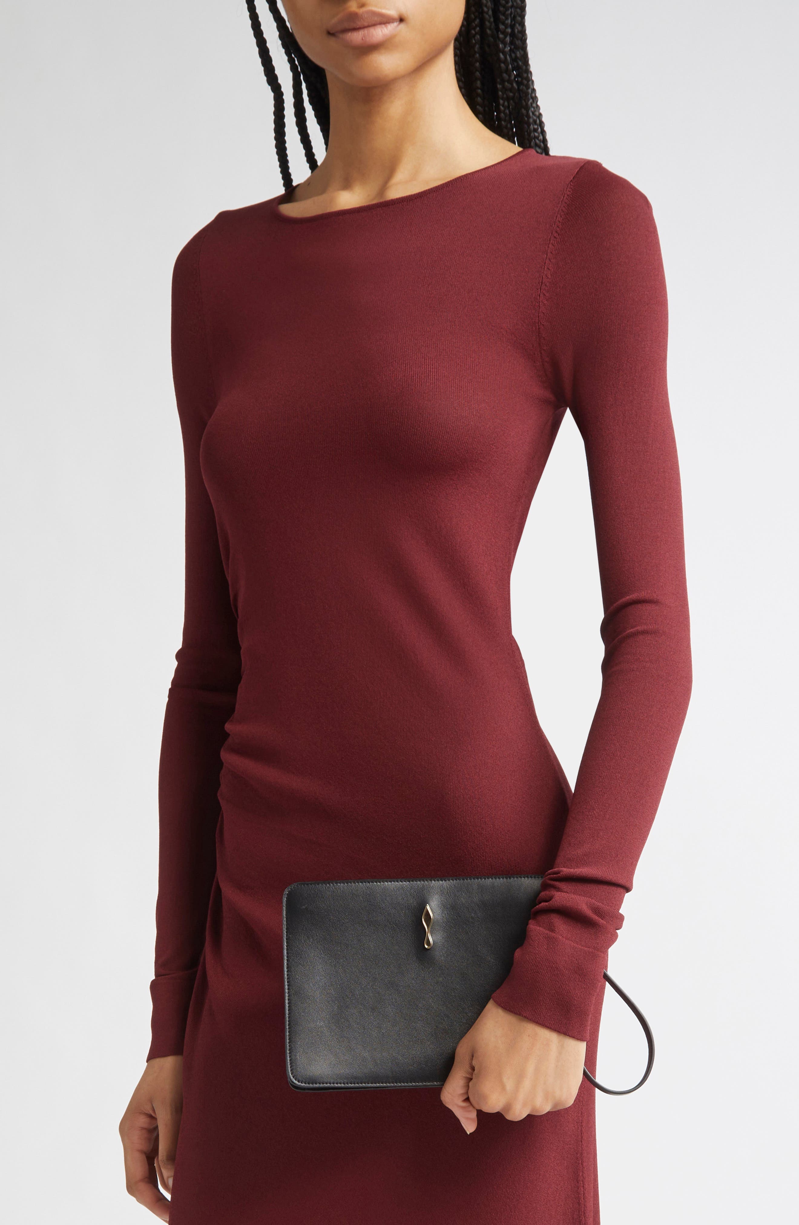 Christian Louboutin Small Bettina Leather Wristlet, Alternate, color, Black/ Gold