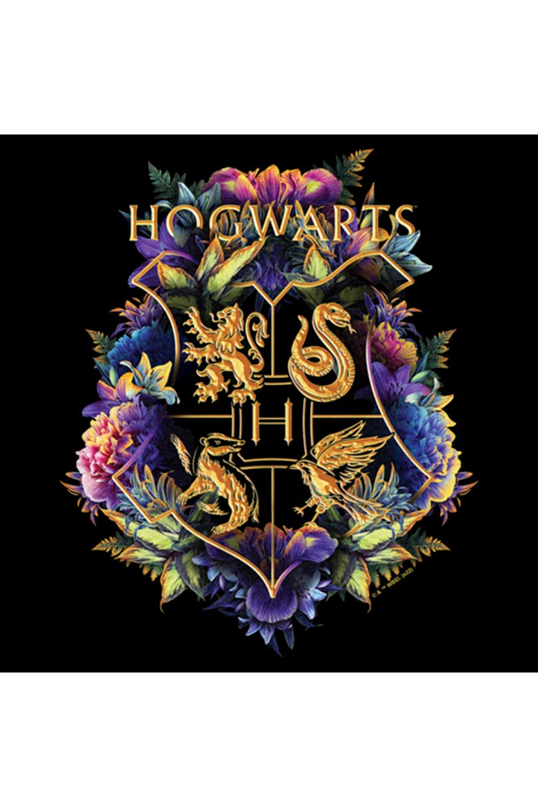 Girls' Hogwarts Plant Crest Graphic T-Shirt, Alternate, color, Black