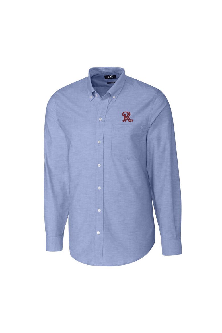 Men's Cutter & Buck Blue Frisco RoughRiders Oxford Stretch Long Sleeve Button-Down Dress Shirt, Alternate, color, Blue