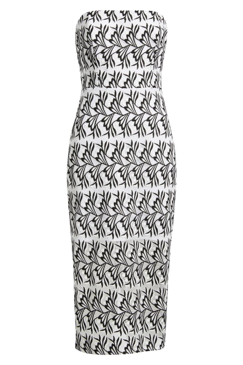 Strapless Jacquard Sheath Dress, Alternate, color, BLACK/ WHITE