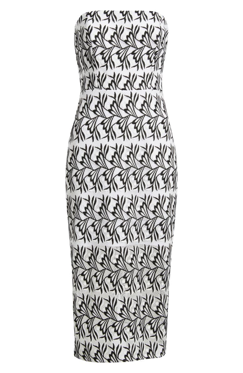 Sam Edelman Strapless Jacquard Sheath Dress, Alternate, color, Black/ White