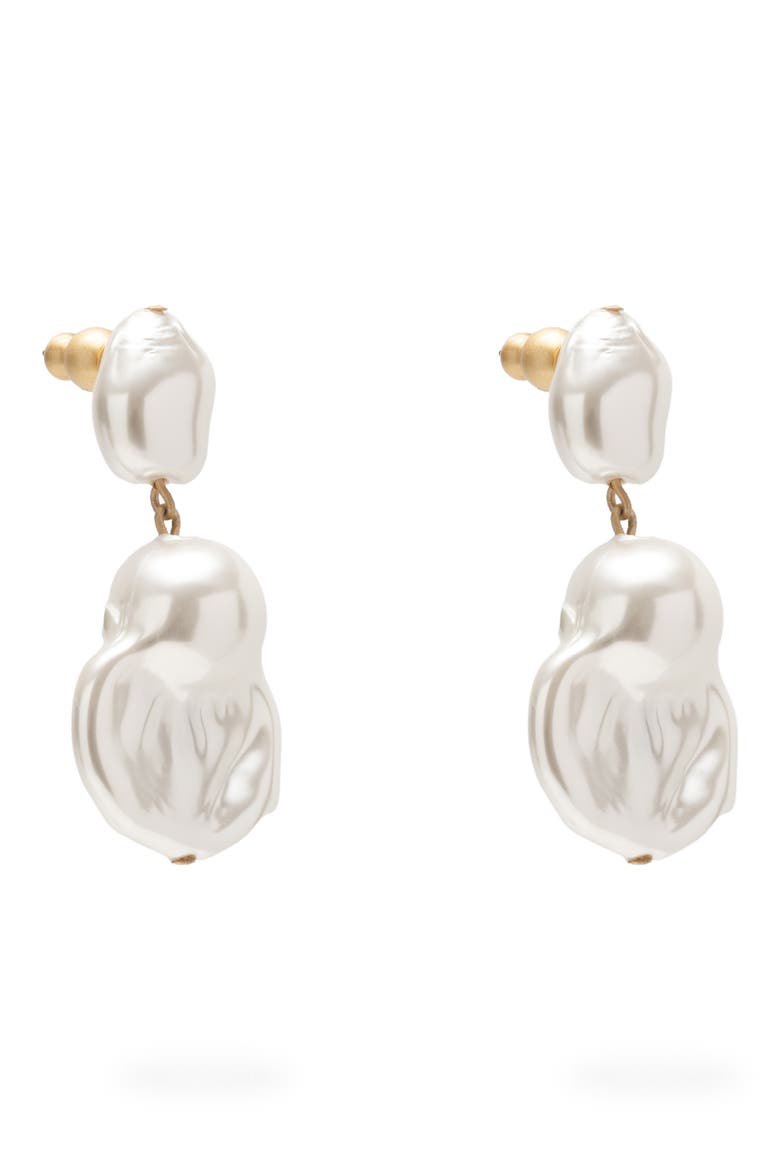 Majorie Imitation Pearl Drop Earrings, Alternate, color, PEARL