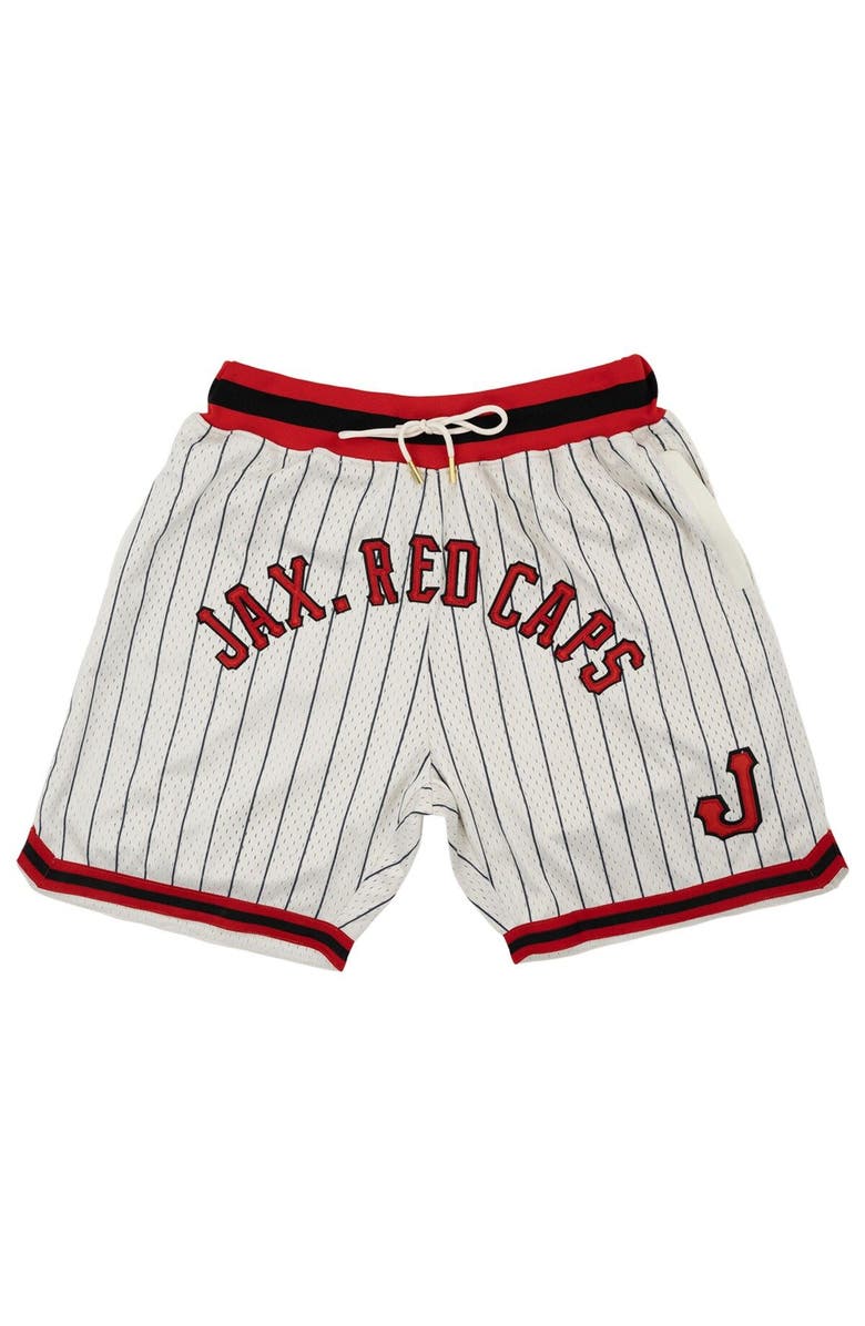 RINGS & CRWNS Men's Rings & Crwns Cream Jacksonville Red Caps Replica Mesh Shorts, Alternate, color, 